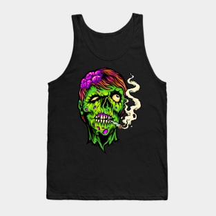 Brains and Weed - Happy Halloweed Trippy Zombie Tank Top